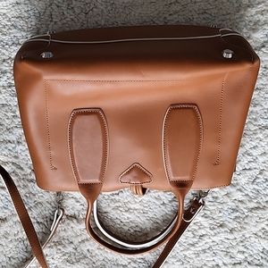 Longchamp large crossbody leather bag tan with lite white